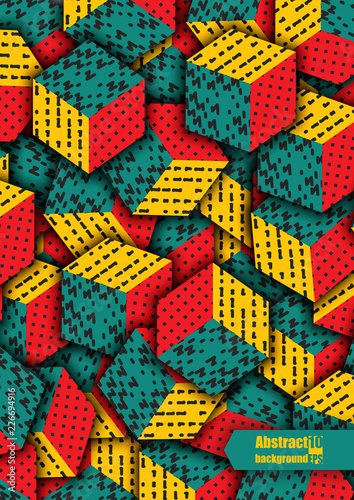 Multicolored cubes with ornament. Eps10 Vector illustration