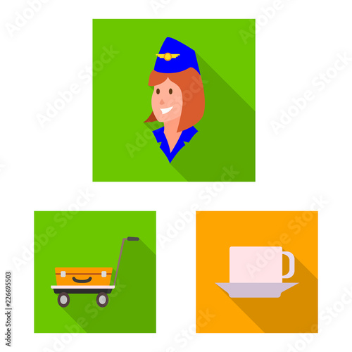 Vector design of airport and airplane icon. Collection of airport and plane stock symbol for web.