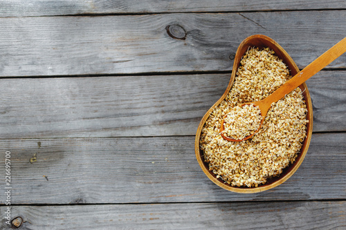 Top view sprouts green buckwheat Raw healthy food background photo