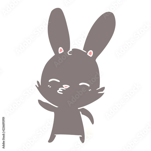 curious bunny flat color style cartoon