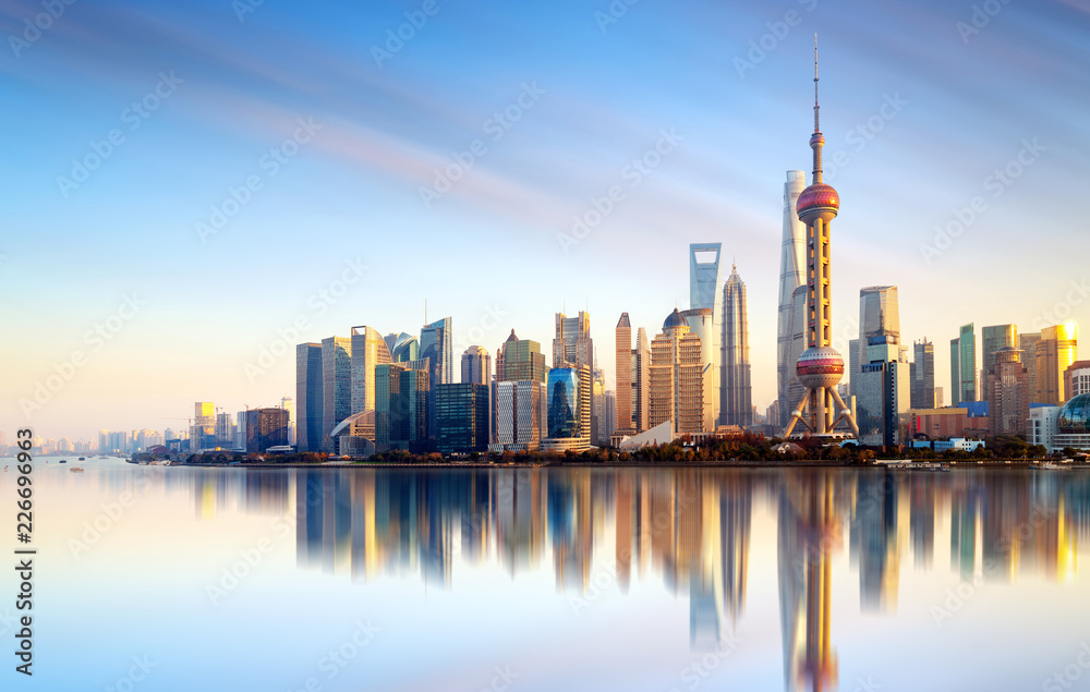 Shanghai city skyline - obrazy, fototapety, plakaty 