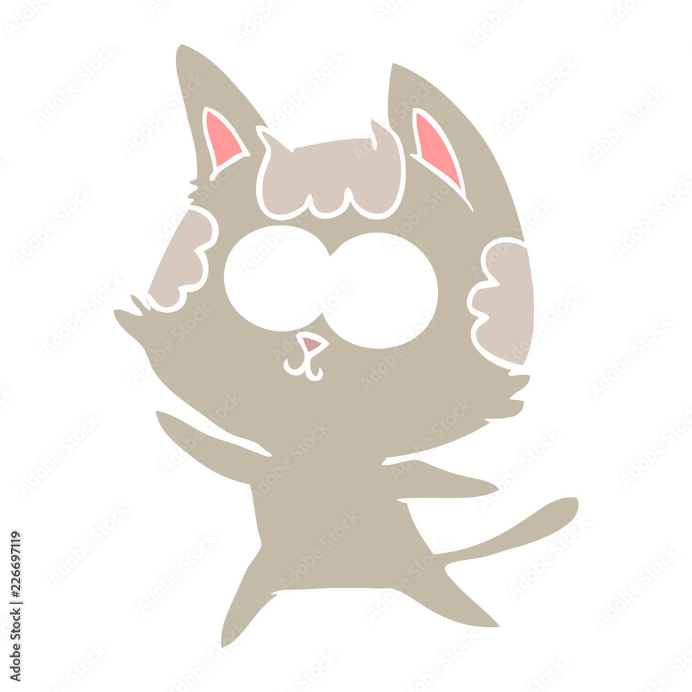 happy flat color style cartoon cat