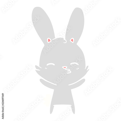 curious bunny flat color style cartoon