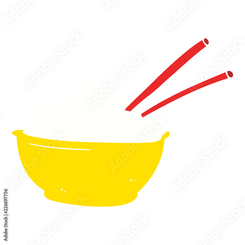 flat color illustration of a cartoon bowl of rice