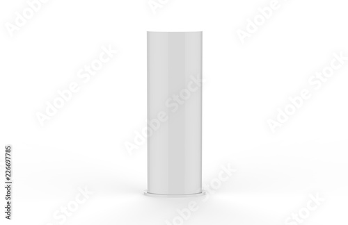 Curved PVC totem poster light advertising display stand, mock up template on isolated white background, 3d illustration photo