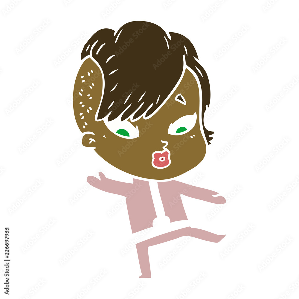 flat color style cartoon surprised girl in science fiction clothes flat color style cartoon surprised girl in science fiction clothes