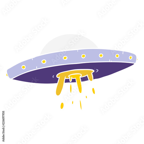flat color style cartoon flying UFO