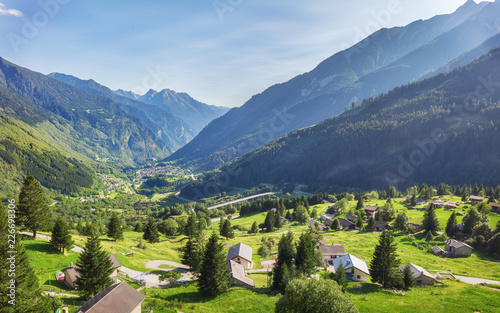 Traveling to beautiful Swiss Alps in summer