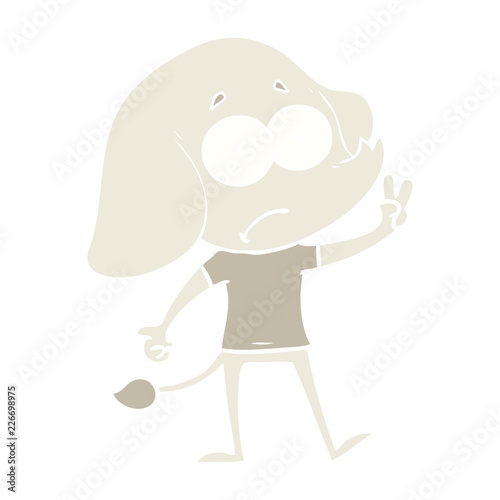flat color style cartoon unsure elephant