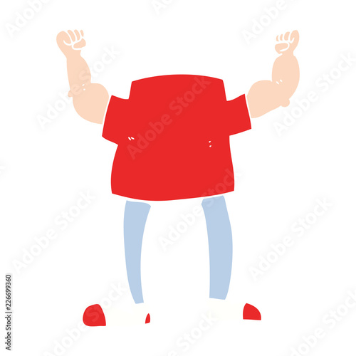 flat color illustration of a cartoon headless man