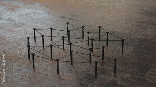 Fotografi Network, networking, connect, linking on rustic wood.