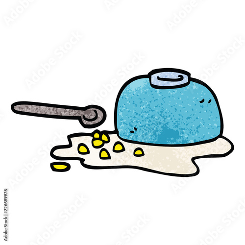 cartoon doodle spilt cereal bowl