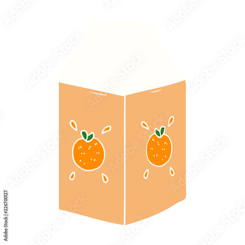 flat color style cartoon orange juice carton