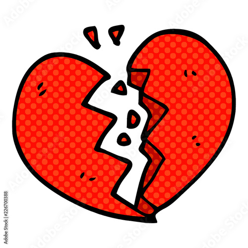 cartoon doodle broken heart