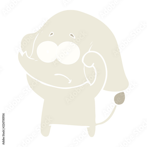 flat color style cartoon unsure elephant