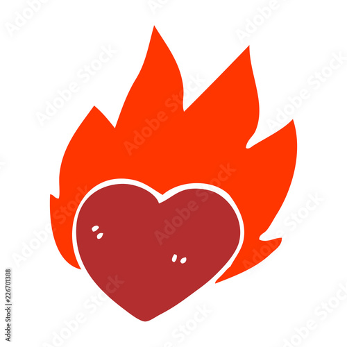 cartoon doodle flaming heart