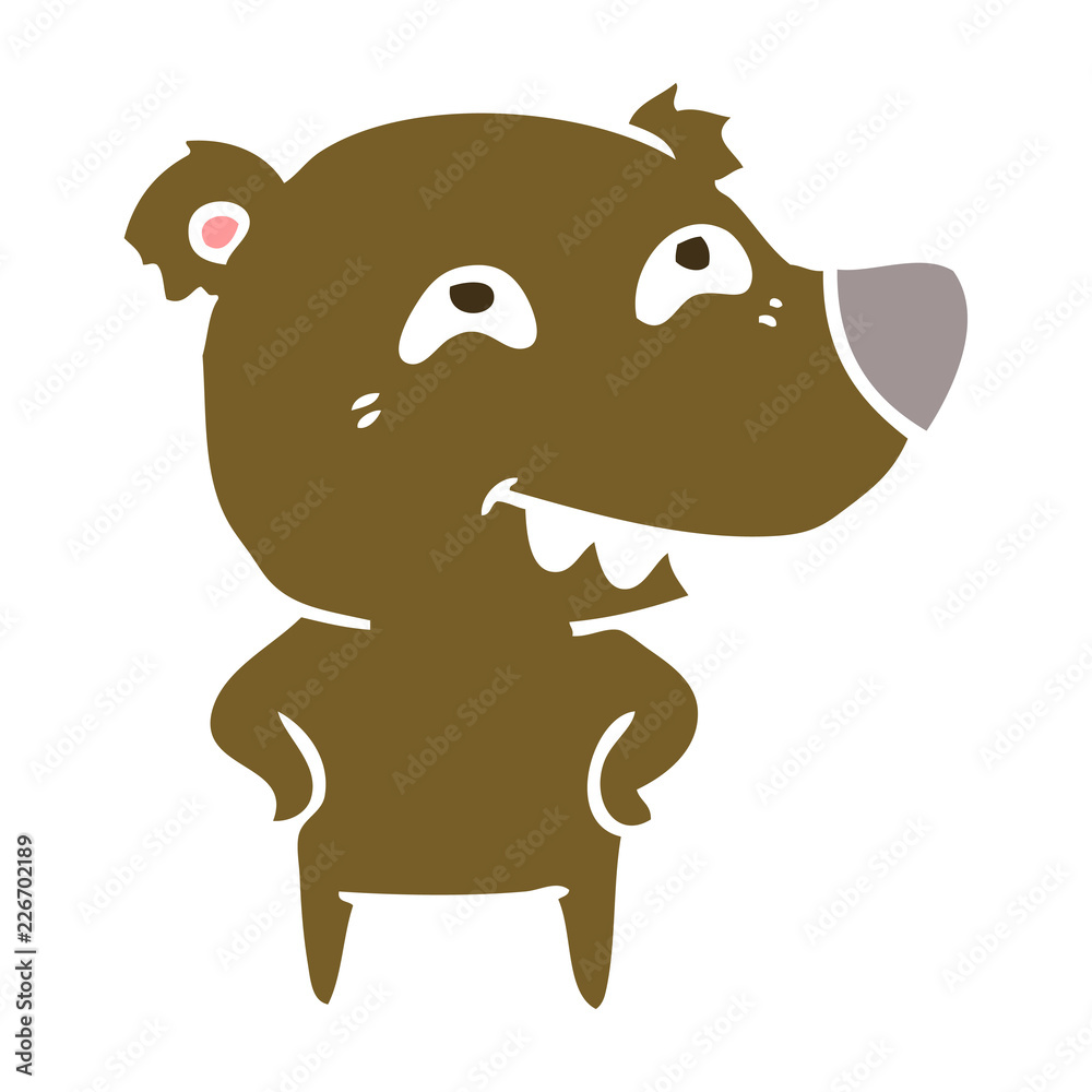 Fototapeta premium flat color style cartoon bear showing teeth