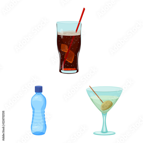 Vector design of drink and bar logo. Collection of drink and party stock vector illustration.
