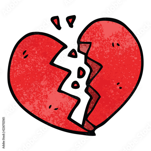 cartoon doodle broken heart