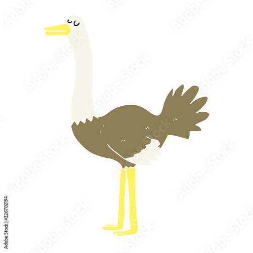 flat color illustration of a cartoon ostrich