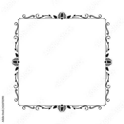 Elegant vintage frame with water lilies and lines