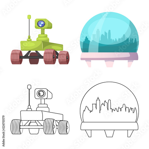 Vector design of mars and space sign. Collection of mars and planet stock vector illustration.