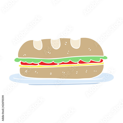flat color illustration of a cartoon sub sandwich