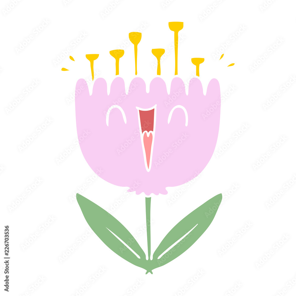 flat color style cartoon happy flower flat color style cartoon happy flower