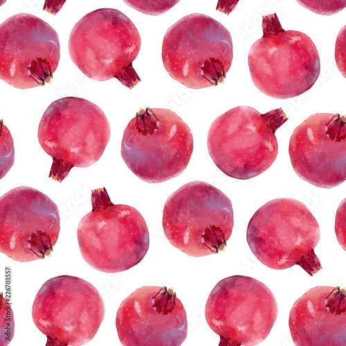 Watercolor pomegranate vector pattern