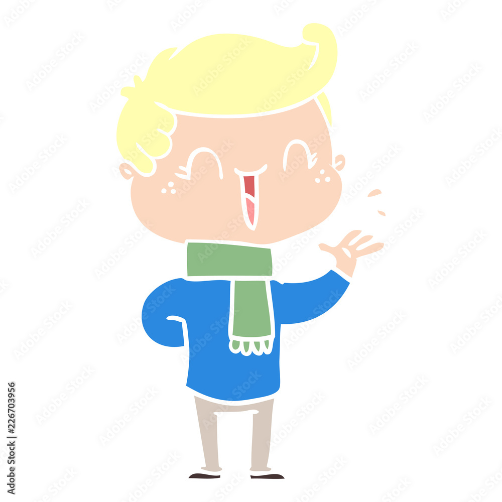 flat color style cartoon laughing boy