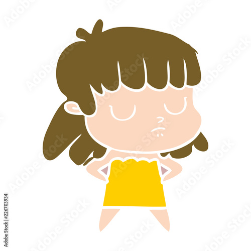 flat color style cartoon indifferent woman