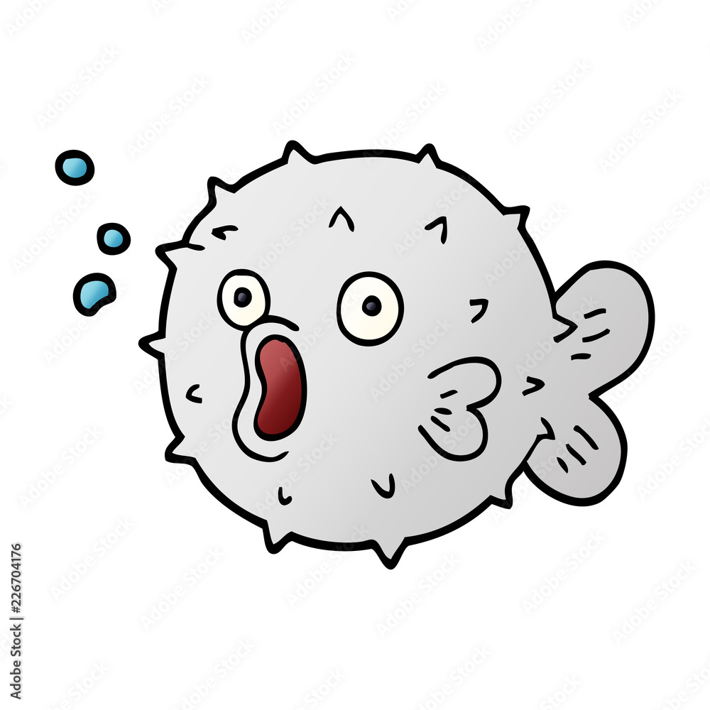 Obraz premium cartoon doodle blow fish