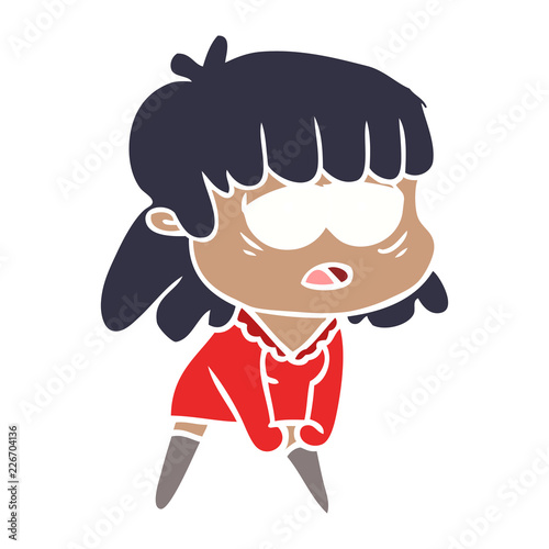 flat color style cartoon tired woman