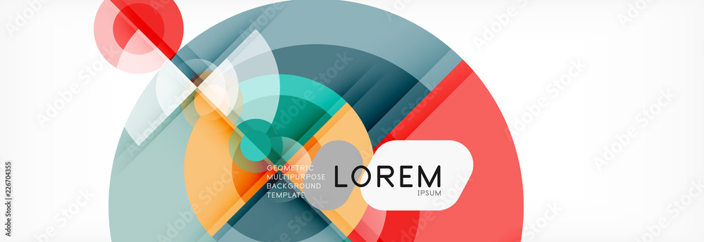 Abstract background - multicolored circles, trendy minimal geometric design