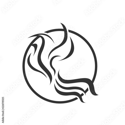 Abstract bird logo design white and black color. Isolated on white background color