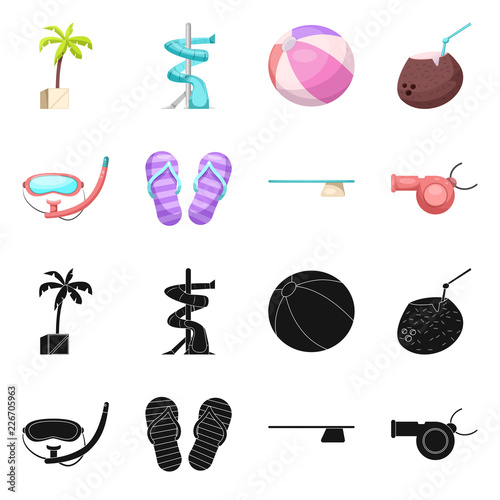 Isolated object of pool and swimming sign. Set of pool and activity vector icon for stock.