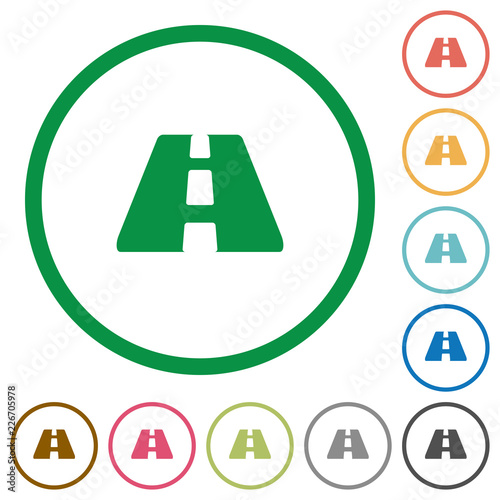 Road flat icons with outlines