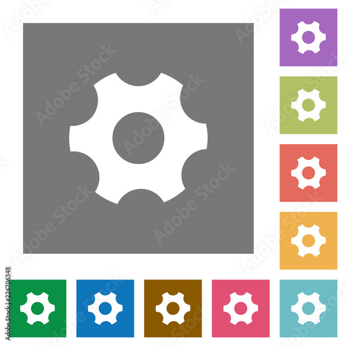 Single cogwheel square flat icons