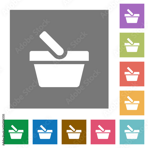 Shopping basket square flat icons