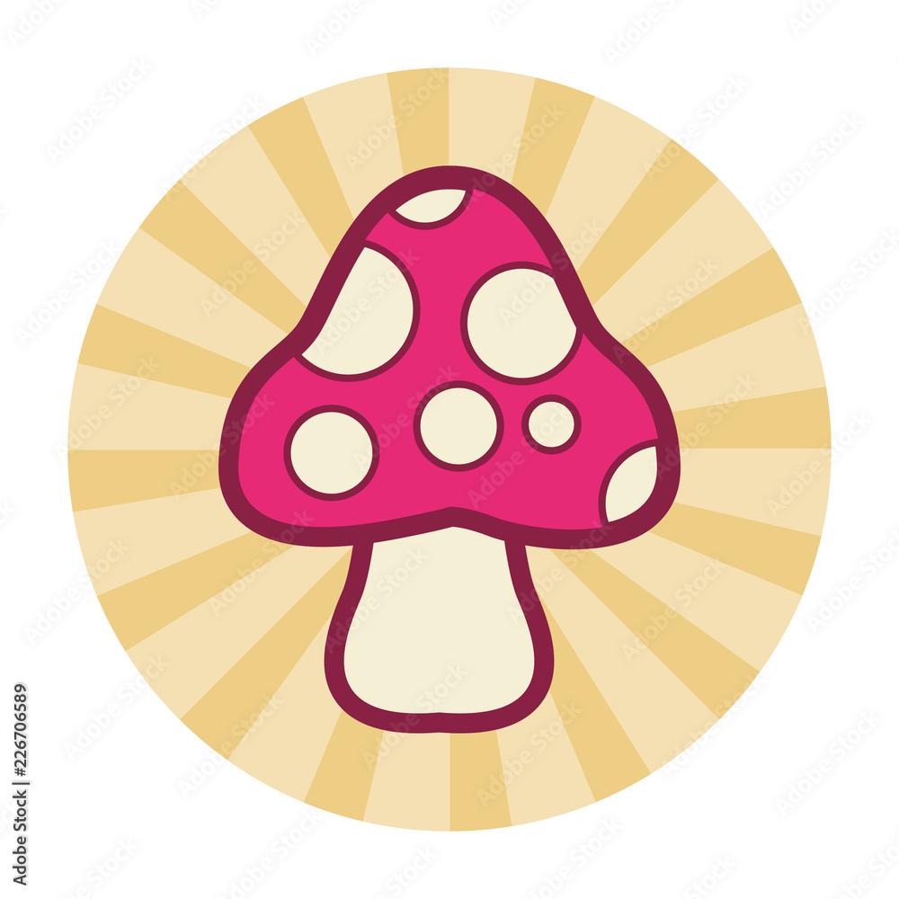 Fungus cartoon isolated round icon Fungus cartoon isolated round icon