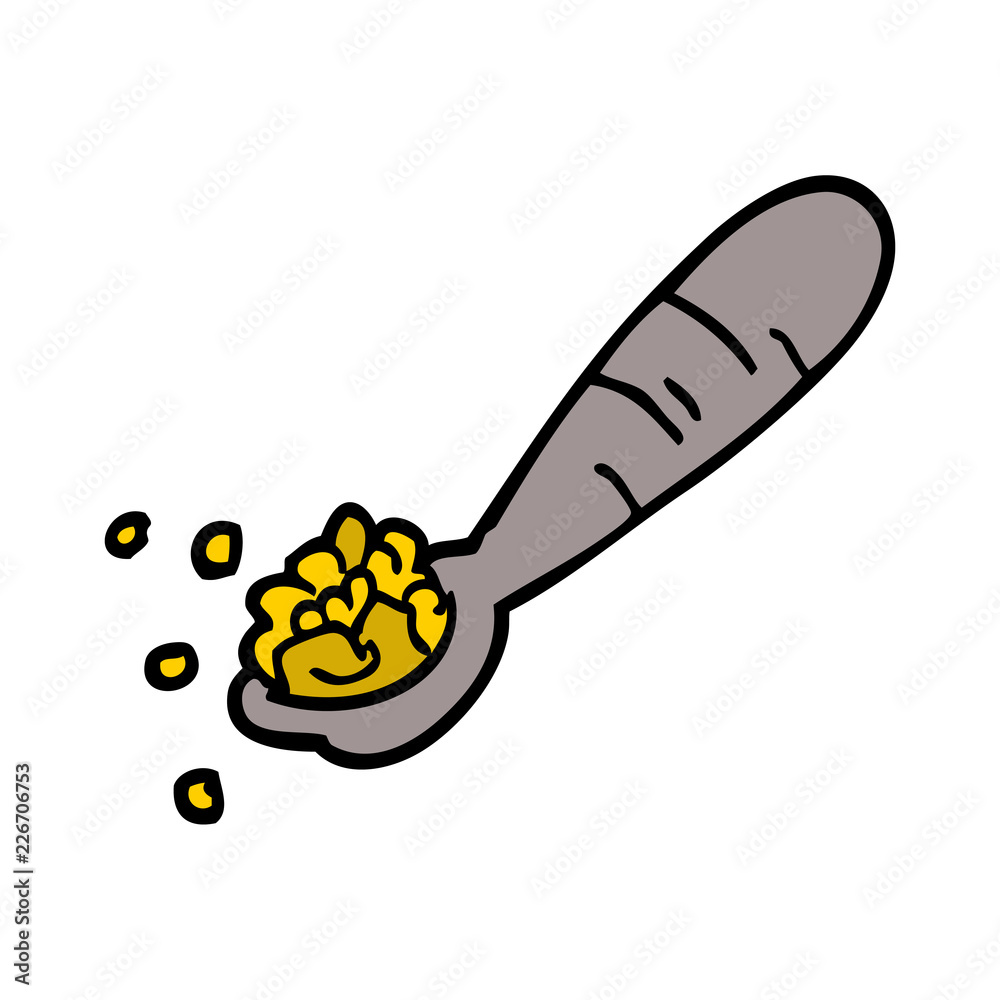 cartoon doodle spoon of cereal Stock Vector | Adobe Stock