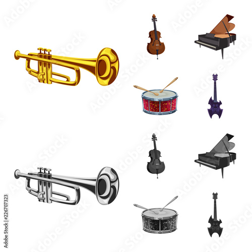 Isolated object of music and tune logo. Collection of music and tool stock vector illustration.