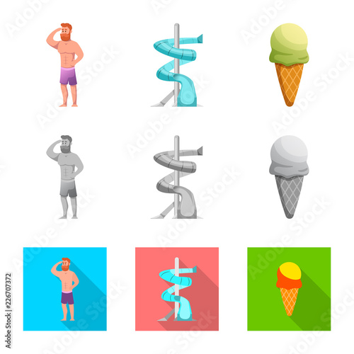 Vector illustration of pool and swimming sign. Collection of pool and activity vector icon for stock.