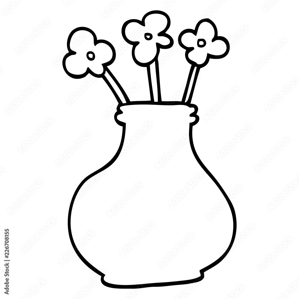 line drawing cartoon flower vase Stock Vector | Adobe Stock