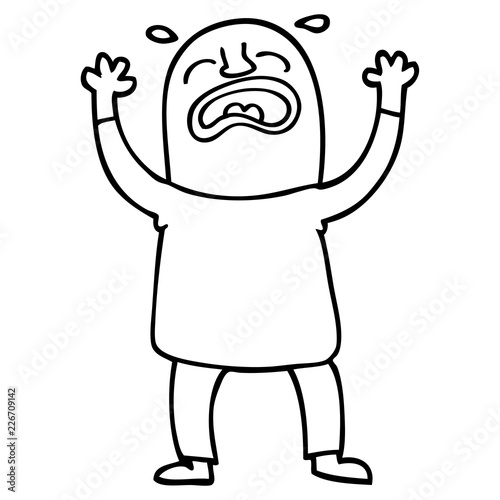 line drawing cartoon crying man