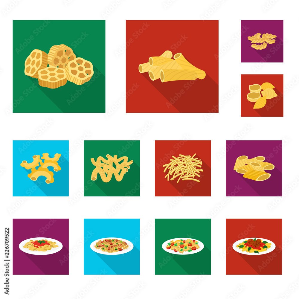 Vector design of pasta and carbohydrate symbol. Set of pasta and macaroni stock symbol for web.