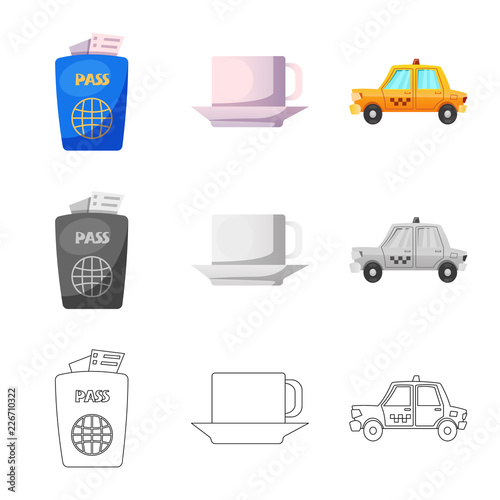 Isolated object of airport and airplane sign. Set of airport and plane stock vector illustration.