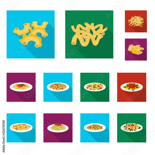 Isolated object of pasta and carbohydrate icon. Collection of pasta and macaroni vector icon for stock.