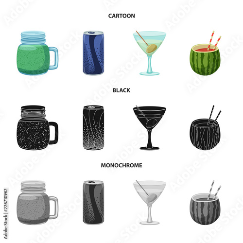 Vector design of drink and bar symbol. Collection of drink and party stock symbol for web.