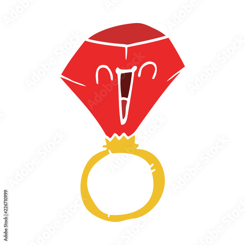 cartoon doodle red ruby ring